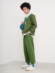Seasalt Cornwall Green Painted Forms 100% Cotton Barrel Leg Trousers - Image 1 of 5