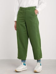 Seasalt Cornwall Green Painted Forms 100% Cotton Barrel Leg Trousers - Image 2 of 5