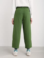 Seasalt Cornwall Green Painted Forms 100% Cotton Barrel Leg Trousers - Image 3 of 5
