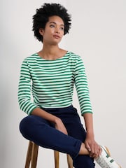 Seasalt Cornwall Green 100% Organic Cotton Multi Sailor Top - Image 1 of 5