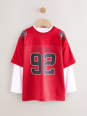 Red Varsity Short and Long Sleeve T-Shirt 2 Piece Set (3-16yrs) - Image 1 of 5