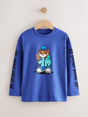 Blue Hip Hop Bear Relaxed Fit Graphic Print Long Sleeve Cotton T-Shirt (3-16yrs) - Image 1 of 4