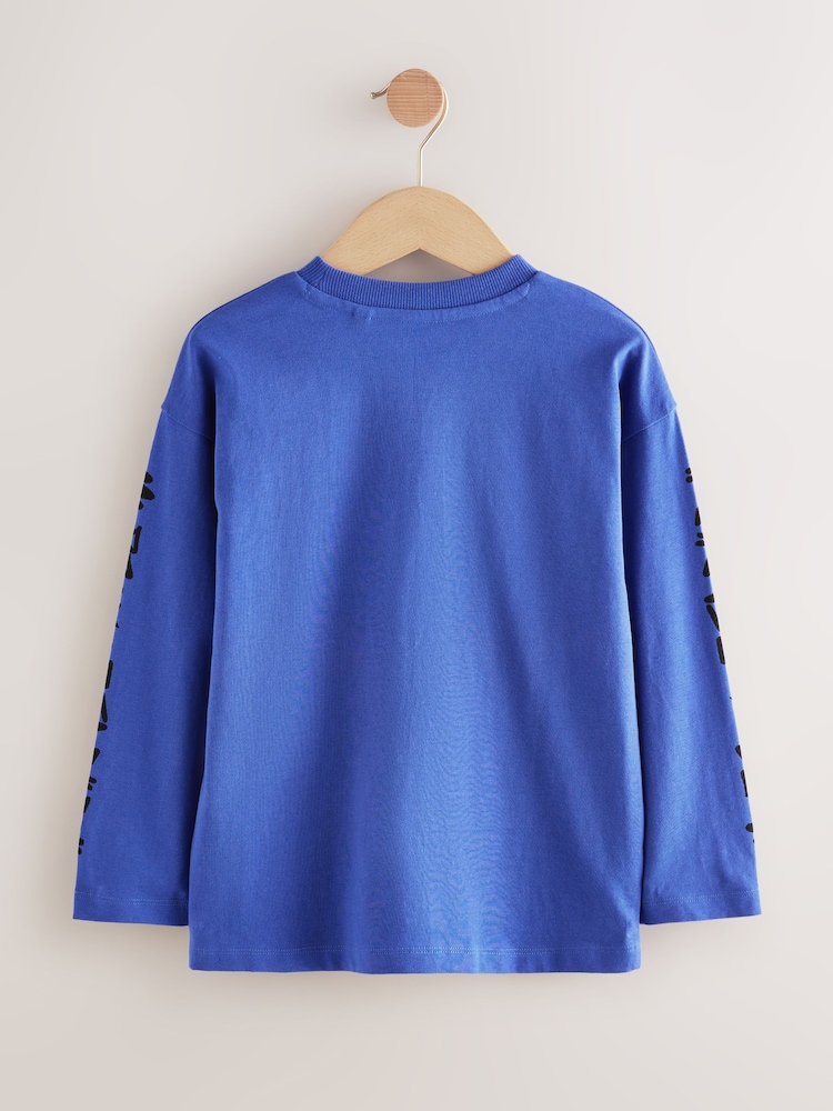 Blue Hip Hop Bear Relaxed Fit Graphic Print Long Sleeve Cotton T-Shirt (3-16yrs) - Image 2 of 4