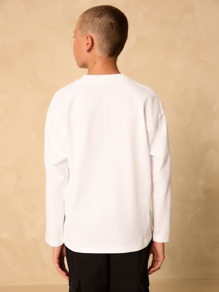White Gamer Relaxed Fit Graphic Print Long Sleeve Cotton T-Shirt (3-16yrs) - Image 2 of 4 White Gamer Relaxed Fit Graphic Print Long Sleeve Cotton T-Shirt (3-16yrs) - Image 2 of 4