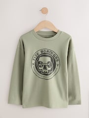 رمادي تزلج - Graphic Long Sleeve Textured T-Shirt (3-16yrs) - صورة 1 من 4