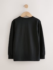 Black Bright Football Relaxed Fit Long Sleeve Graphic Print 100% Cotton T-Shirt (3-16yrs) - Image 2 of 4