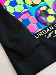 Black Bright Football Relaxed Fit Long Sleeve Graphic Print 100% Cotton T-Shirt (3-16yrs) - Image 3 of 4