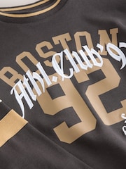 Charcoal Grey Varsity Long Sleeve Cotton T-Shirt (3-16yrs) - Image 8 of 8