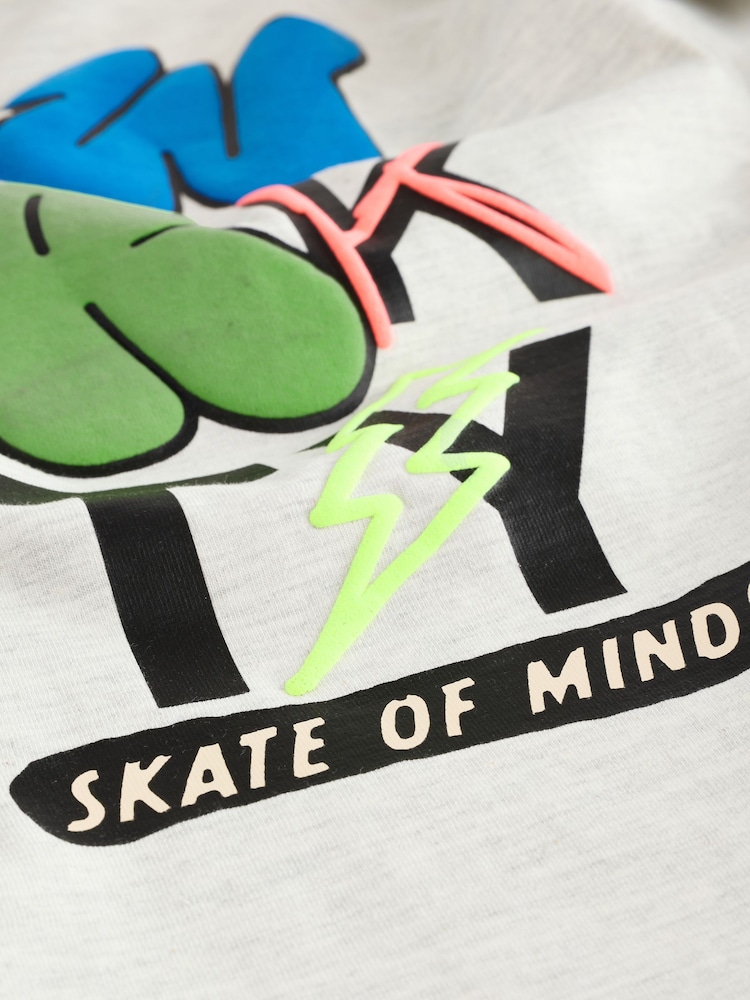 Grey Marl Slogan Graffiti Relaxed Fit Graphic Print Long Sleeve Cotton T-Shirt (3-16yrs) - Image 4 of 4 Grey Marl Slogan Graffiti Relaxed Fit Graphic Print Long Sleeve Cotton T-Shirt (3-16yrs) - Image 4 of 4