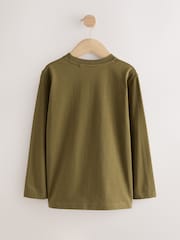 Khaki Green Car Relaxed Fit Long Sleeve Graphic Print 100% Cotton T-Shirt (3-16yrs) - Image 2 of 4