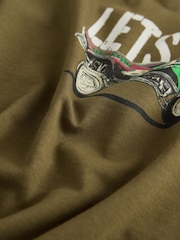 Khaki Green Car Relaxed Fit Long Sleeve Graphic Print 100% Cotton T-Shirt (3-16yrs) - Image 4 of 4