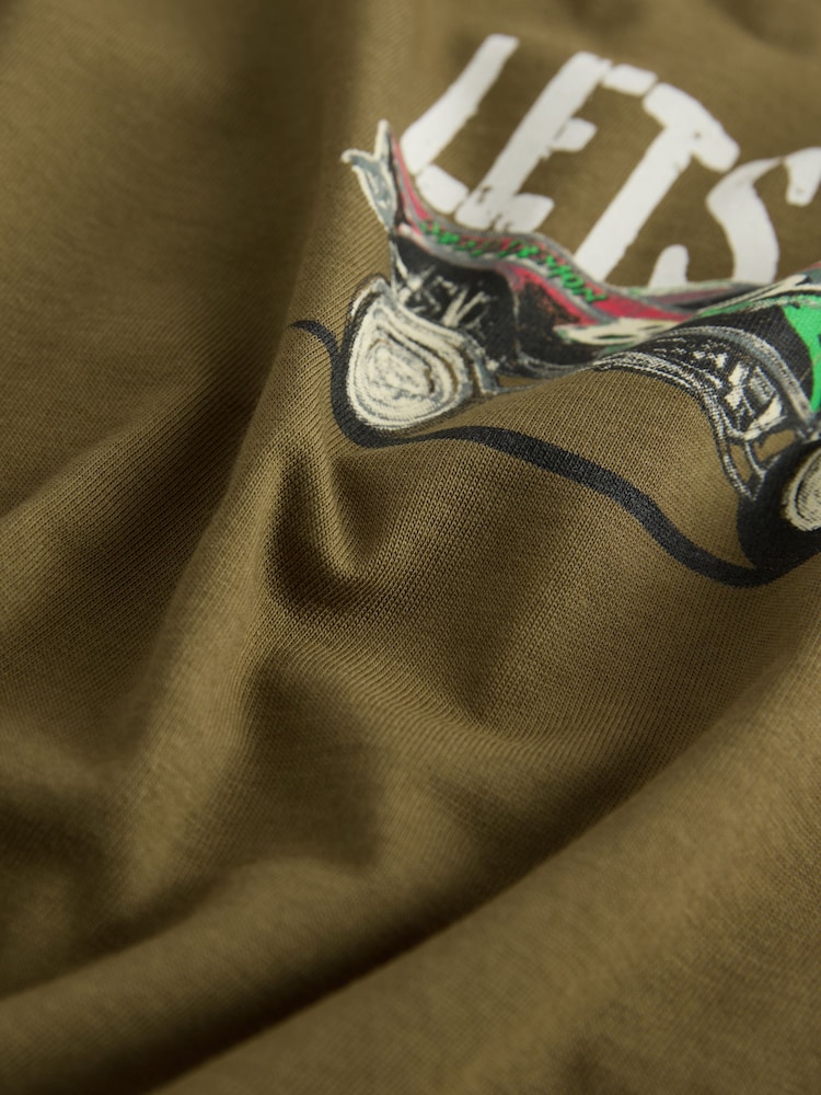 Khaki Green Car Relaxed Fit Long Sleeve Graphic Print 100% Cotton T-Shirt (3-16yrs) - Image 4 of 4