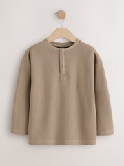 Stone Textured Long Sleeve Henley Neck T-Shirt (3-16yrs) - Image 1 of 4