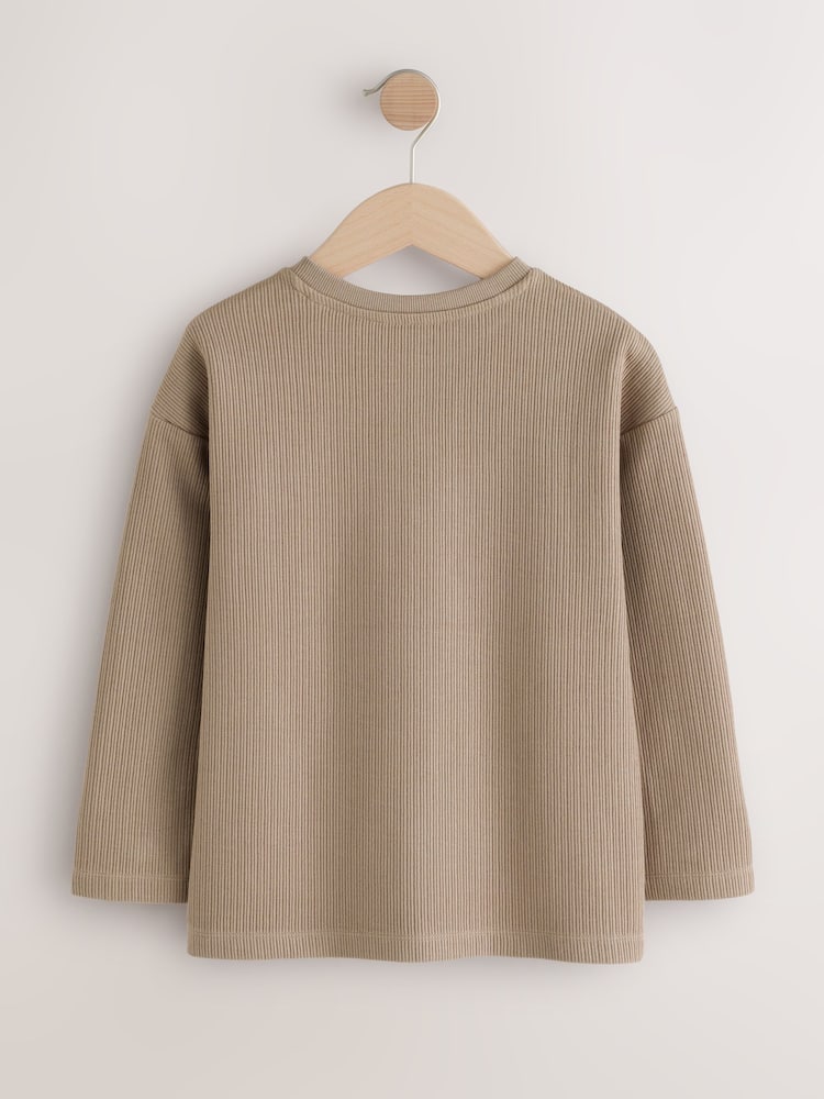 Stone Textured Long Sleeve Henley Neck T-Shirt (3-16yrs) - Image 2 of 4