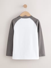 White/Grey Varsity Long Sleeve Cotton T-Shirt (3-16yrs) - Image 2 of 4