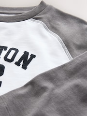 White/Grey Varsity Long Sleeve Cotton T-Shirt (3-16yrs) - Image 4 of 4