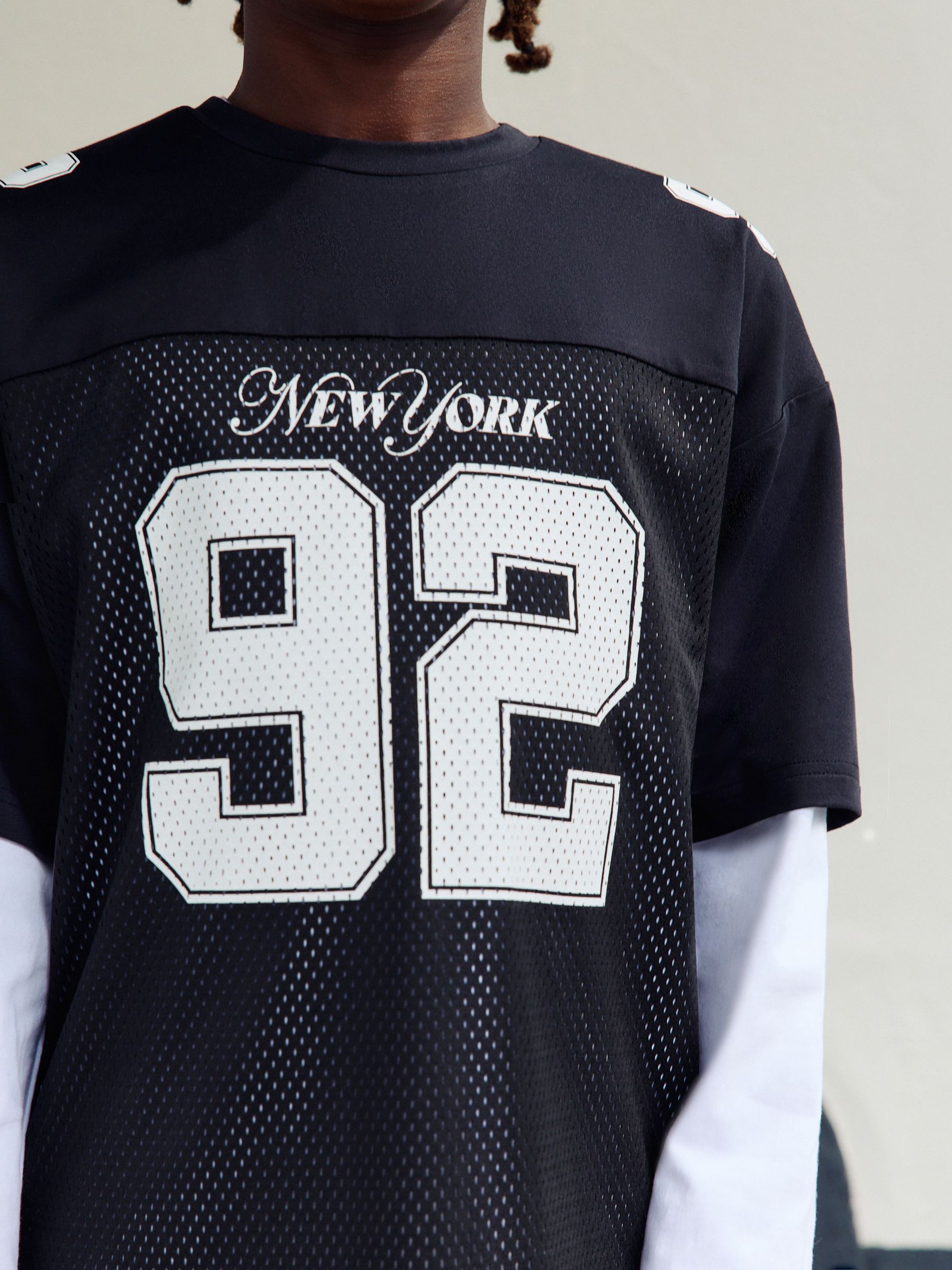 Buy Black/White Varsity Short and Long Sleeve T-Shirt 2 Piece Set