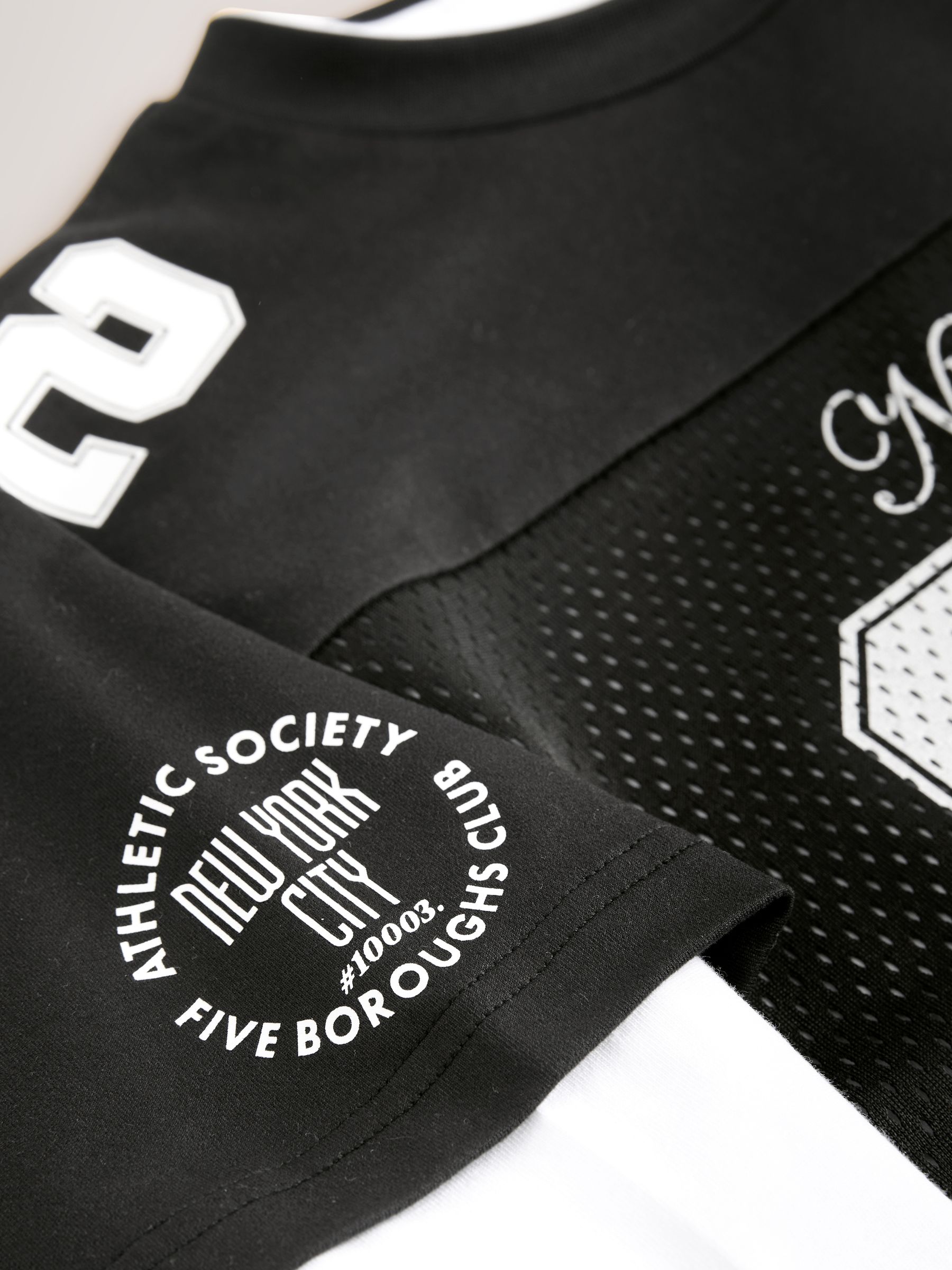 Buy Black/White Varsity Short and Long Sleeve T-Shirt 2 Piece Set