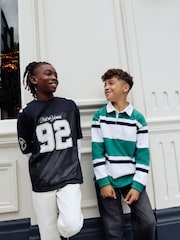 Black/White Varsity Short and Long Sleeve T-Shirt 2 Piece Set (3-16yrs) - Image 9 of 16