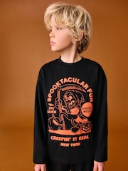 Black/Orange Spooktacular - Halloween-T-Shirt aus 100 % Baumwolle (3–16 J.) - Bild 1 von 4