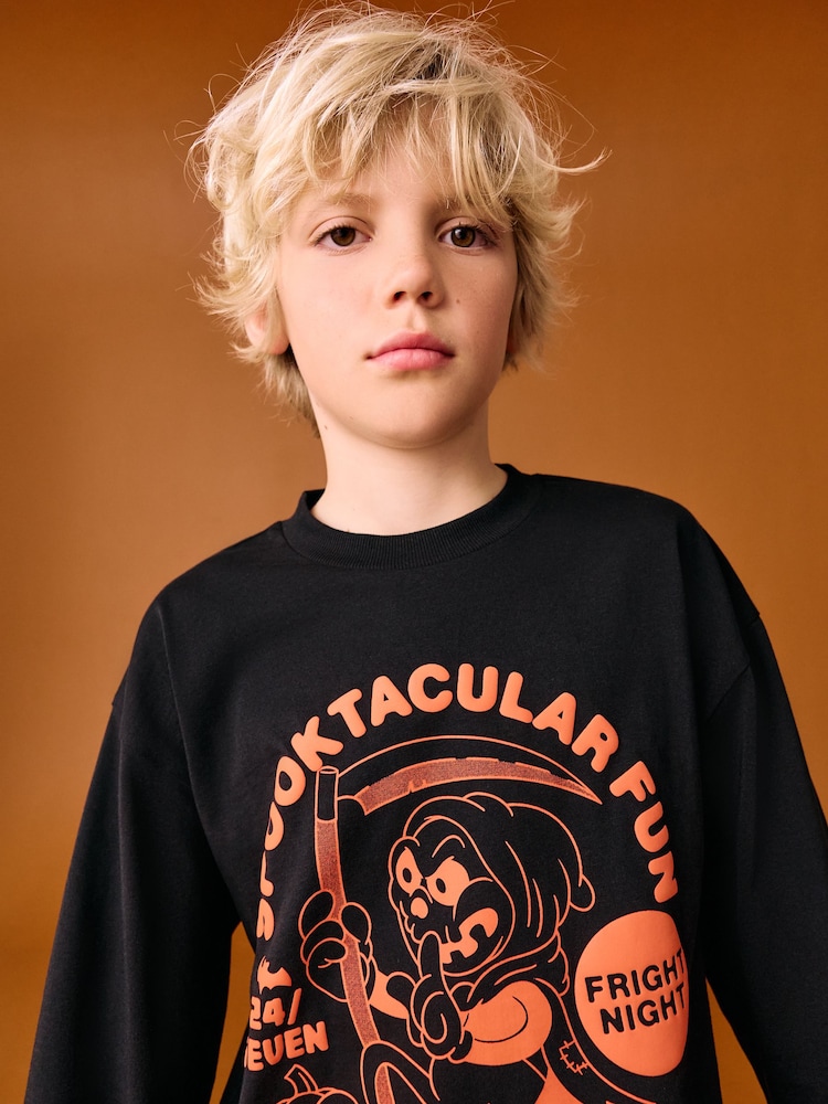 Black/Orange Spooktacular - Halloween-T-Shirt aus 100 % Baumwolle (3–16 J.) - Bild 2 von 4