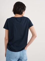 Seasalt Cornwall Blue Light Pink Appletree Keyhole Detail T-Shirt - Image 2 of 5