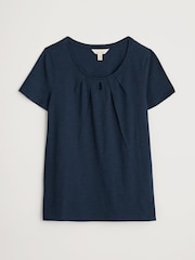 Seasalt Cornwall Blue Light Pink Appletree Keyhole Detail T-Shirt - Image 4 of 5
