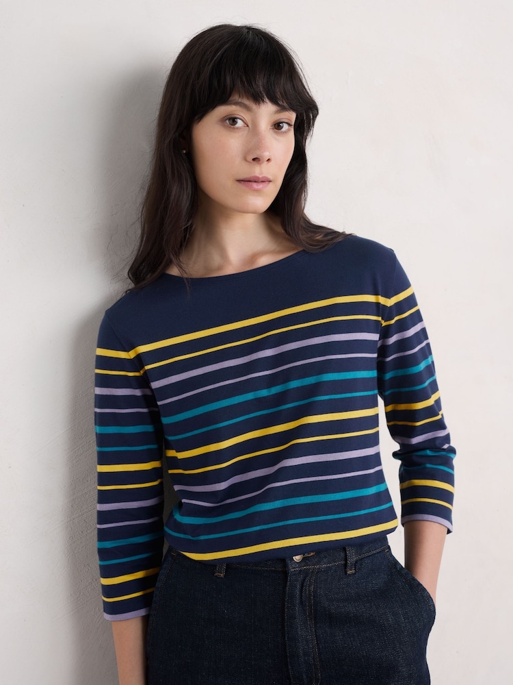Seasalt Cornwall Black 100% Organic Cotton Multi Sailor Top - Image 1 of 5
