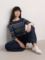 Seasalt Cornwall Black 100% Organic Cotton Multi Sailor Top - Image 3 of 5