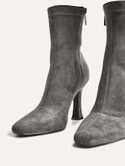 Linzi Grey Lovato Square Toe Heeled Sock Boots - Image 4 of 4