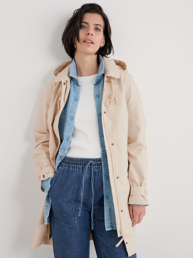 Seasalt Cornwall Natural Petite Cloudburst Waterproof Coat - Image 1 of 5