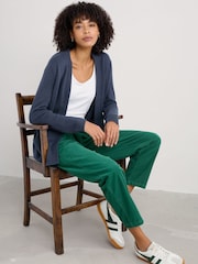Seasalt Cornwall Blue Riverboat Long 100% Cotton Cardigan - Image 1 of 5