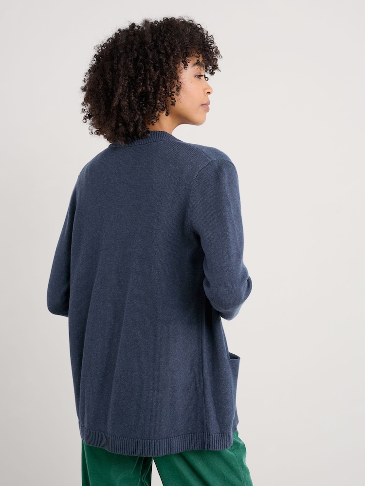 Seasalt Cornwall Blue Riverboat Long 100% Cotton Cardigan - Image 2 of 5 Seasalt Cornwall Blue Riverboat Long 100% Cotton Cardigan - Image 2 of 5