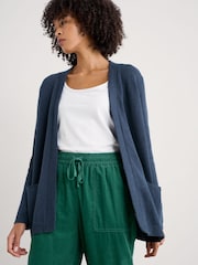 Seasalt Cornwall Blue Riverboat Long 100% Cotton Cardigan - Image 3 of 5
