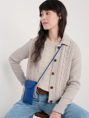 Cardigan tricotat cu Cu guler și torsade din bumbac organic Seasalt Cornwall 100% Forest Ridge - Image 1 of 5