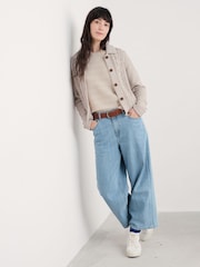 Cardigan tricotat cu Cu guler și torsade din bumbac organic Seasalt Cornwall 100% Forest Ridge - Image 2 of 5