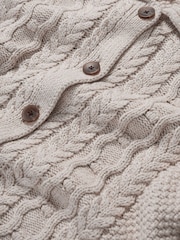 Cardigan tricotat cu Cu guler și torsade din bumbac organic Seasalt Cornwall 100% Forest Ridge - Image 5 of 5