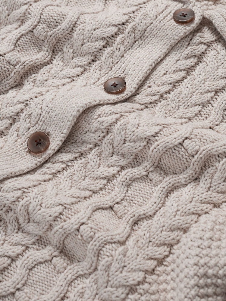 Cardigan tricotat cu Cu guler și torsade din bumbac organic Seasalt Cornwall 100% Forest Ridge - Image 5 of 5