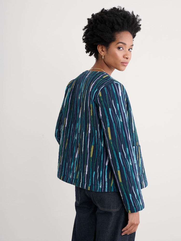 Seasalt Cornwall Blue 100% Cotton Samson Hill Quilted Jacket - Image 2 of 5