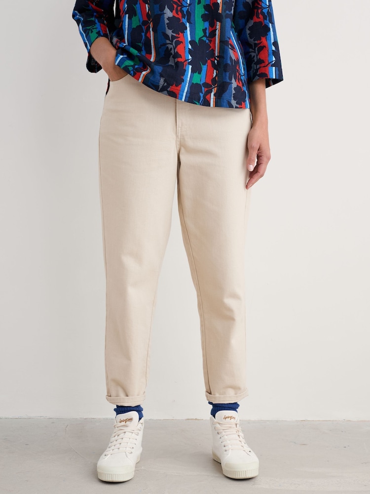 Seasalt Cornwall Natural 100% Cotton Towan Barrel Leg Jeans - Image 1 of 5