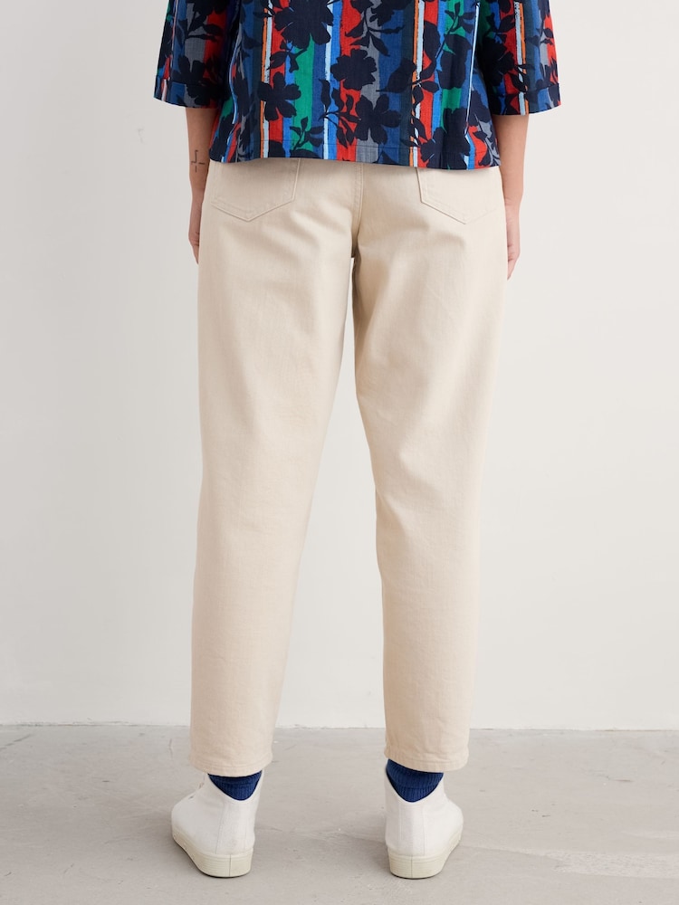 Seasalt Cornwall Natural 100% Cotton Towan Barrel Leg Jeans - Image 2 of 5