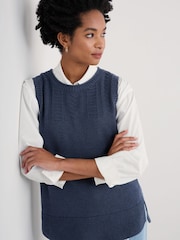 Seasalt Cornwall Blue Smallcombe 100% Cotton Knitted Vest - Image 3 of 5
