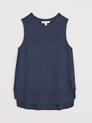 Seasalt Cornwall Blue Smallcombe 100% Cotton Knitted Vest - Image 4 of 5
