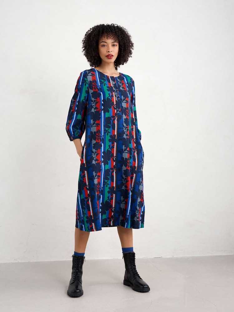 Seasalt Cornwall Black Multi Sea Call A-line Dress - Image 1 of 5