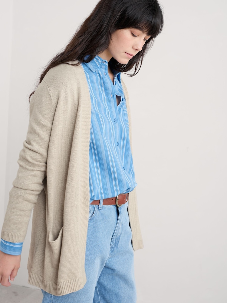 Seasalt Cornwall Natural Riverboat Long Cardigan - Image 3 of 5