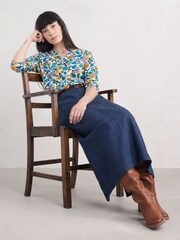 Seasalt Cornwall Blue 100% Organic Cotton Blue Waterflow Printed Top - Image 3 of 5