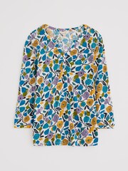 Seasalt Cornwall Blue 100% Organic Cotton Blue Waterflow Printed Top - Image 4 of 5