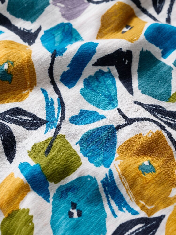 Seasalt Cornwall Blue 100% Organic Cotton Blue Waterflow Printed Top - Image 5 of 5