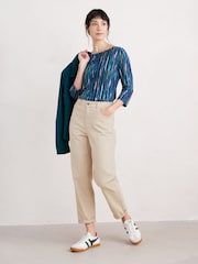 Seasalt Cornwall Blue Easel 3/4 Sleeve Top - Image 1 of 5