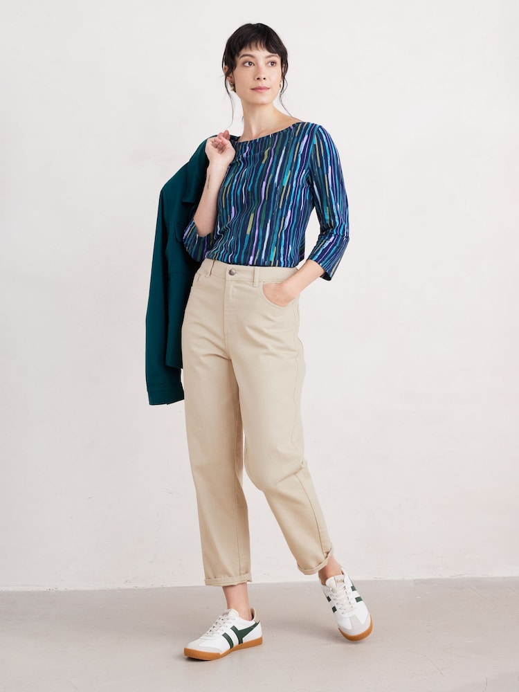 Seasalt Cornwall Blue Easel 3/4 Sleeve Top - Image 1 of 5